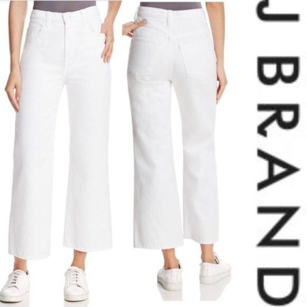 J BRAND Joan Crop Super High-Rise Wide Straight Optic White Denim Jeans 31 NWT/D